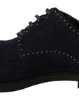 Dolce & Gabbana Elegant Suede Derby Shoes with Silver Studs