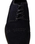 Dolce & Gabbana Elegant Suede Derby Shoes with Silver Studs