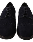 Dolce & Gabbana Elegant Suede Derby Shoes with Silver Studs