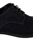 Dolce & Gabbana Elegant Suede Derby Shoes with Silver Studs