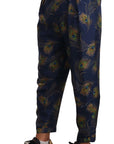 Dolce & Gabbana Exquisite Peacock Print Silk Trousers