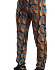 Dolce & Gabbana Elegant Silk Jogger Pants with Vibrant Print