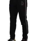 Dolce & Gabbana Heraldic Embroidered Slim Fit Black Jeans