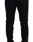 Dolce & Gabbana Heraldic Embroidered Slim Fit Black Jeans