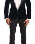 Dolce & Gabbana Elegant Two-Piece Velvet Suit in Blue