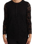 Dolce & Gabbana Elegant Black Floral Lace Long Sleeve Top