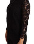 Dolce & Gabbana Elegant Black Floral Lace Long Sleeve Top
