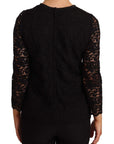 Dolce & Gabbana Elegant Black Floral Lace Long Sleeve Top