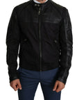 Dolce & Gabbana Elegant Black Bomber with Leather Accents