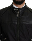 Dolce & Gabbana Elegant Black Bomber with Leather Accents