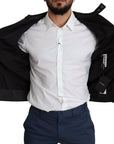 Dolce & Gabbana Elegant Black Bomber with Leather Accents