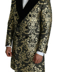 Dolce & Gabbana Gold Black Sicilia Jacquard Double-Breasted Coat