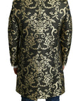 Dolce & Gabbana Gold Black Sicilia Jacquard Double-Breasted Coat