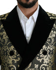 Dolce & Gabbana Gold Black Sicilia Jacquard Double-Breasted Coat