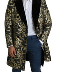 Dolce & Gabbana Gold Black Sicilia Jacquard Double-Breasted Coat