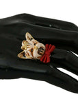 Dolce & Gabbana Elegant Canine-Inspired Gold Tone Ring