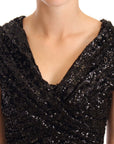 Dolce & Gabbana Elegant Black Sequined Open Shoulder Gown