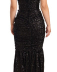 Dolce & Gabbana Elegant Black Sequined Open Shoulder Gown