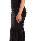Dolce & Gabbana Elegant Black Sequined Open Shoulder Gown