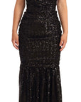 Dolce & Gabbana Elegant Black Sequined Open Shoulder Gown