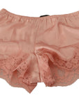 Dolce & Gabbana Elegant Powder Pink Silk Lace Lingerie Shorts