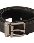 Dolce & Gabbana Elegant Black Leather Belt with Silver Buckle