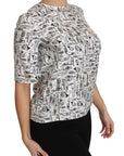 Dolce & Gabbana Elegant Trumpet Print Silk Blouse Top