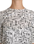 Dolce & Gabbana Elegant Trumpet Print Silk Blouse Top
