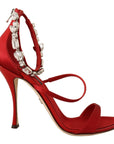 Dolce & Gabbana Red Crystal-Embellished Heel Sandals