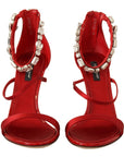 Dolce & Gabbana Red Crystal-Embellished Heel Sandals