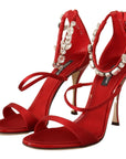 Dolce & Gabbana Red Crystal-Embellished Heel Sandals