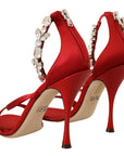 Dolce & Gabbana Red Crystal-Embellished Heel Sandals