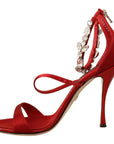 Dolce & Gabbana Red Crystal-Embellished Heel Sandals