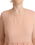 Twinset Elegant Beige Sleeveless Shift Dress