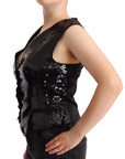Dolce & Gabbana Elegant Black Sequined Sleeveless Vest Top