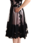 Dolce & Gabbana Chic Black Floral Lace Midi Dress