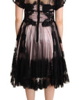 Dolce & Gabbana Chic Black Floral Lace Midi Dress