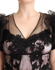 Dolce & Gabbana Chic Black Floral Lace Midi Dress