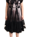 Dolce & Gabbana Chic Black Floral Lace Midi Dress