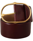 Dolce & Gabbana Elegant Brown Leather Belt with Gold Oval Buckle