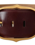 Dolce & Gabbana Elegant Brown Leather Belt with Gold Oval Buckle
