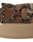 Dolce & Gabbana Vintage-Brass Logo Pearl Embellished Belt