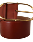 Dolce & Gabbana Elegant Maroon Leather Belt with Gold Accents