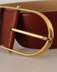 Dolce & Gabbana Elegant Maroon Leather Belt with Gold Accents
