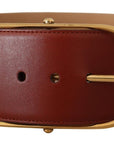 Dolce & Gabbana Elegant Maroon Leather Belt with Gold Accents
