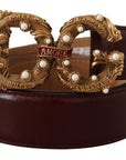 Dolce & Gabbana Elegant Bordeaux Leather Amore Belt