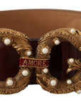 Dolce & Gabbana Elegant Bordeaux Leather Amore Belt
