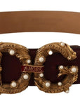 Dolce & Gabbana Elegant Bordeaux Leather Amore Belt