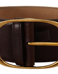 Dolce & Gabbana Elegant Dark Brown Leather Belt with Gold Buckle