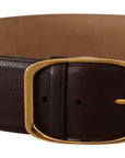 Dolce & Gabbana Elegant Dark Brown Leather Belt with Gold Buckle